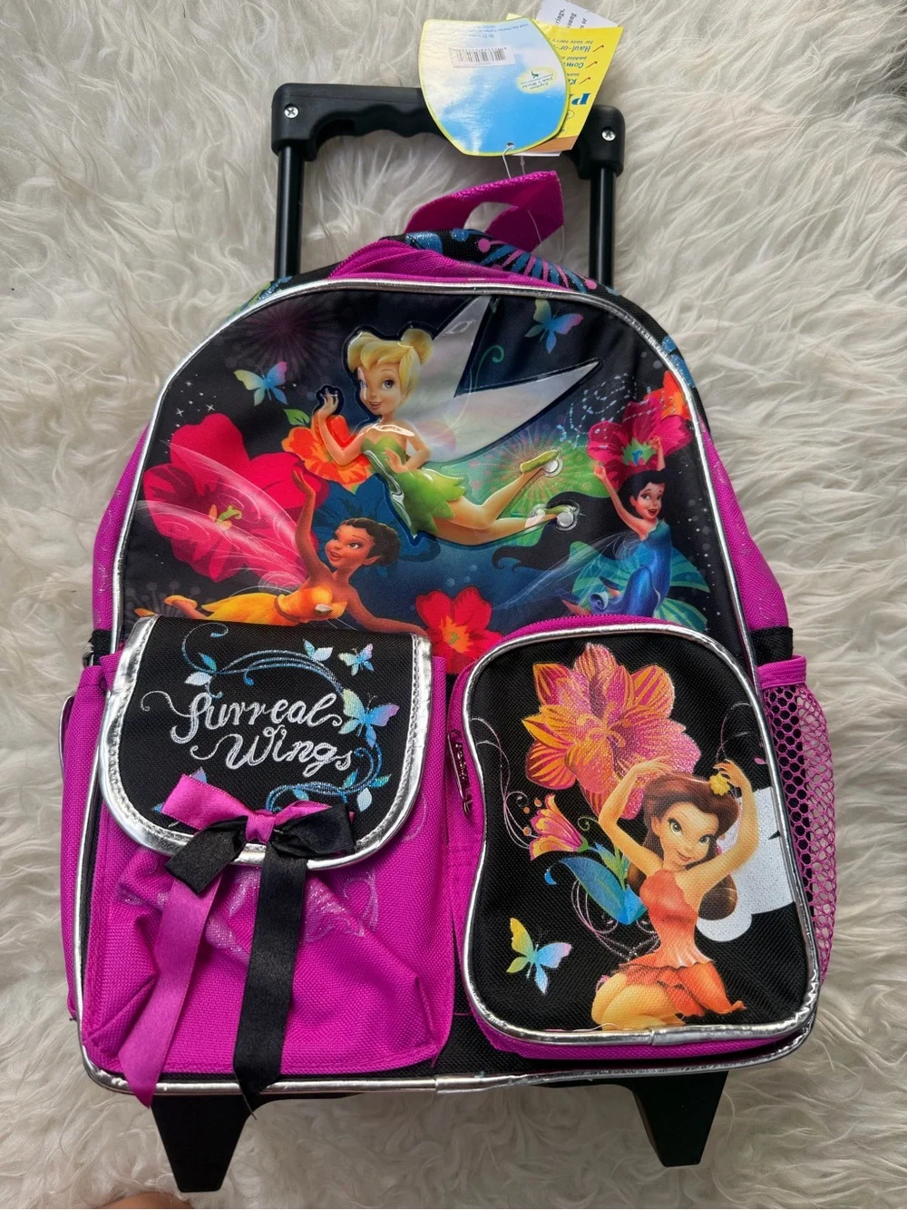 Pink Fairy Trolley Backpack for Kids - Magical Wings Design Y2K.